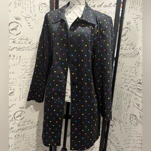 Black Polka Dot Button-Front Coat
